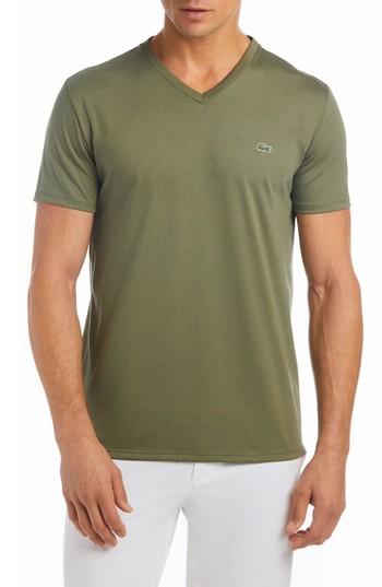 Men's Lacoste V-neck Cotton T-shirt (xs) - Green