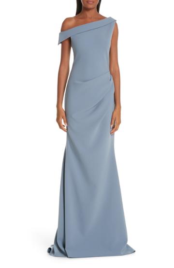 Women's Christian Siriano One-shoulder Evening Dress (fits Like 8) - Blue