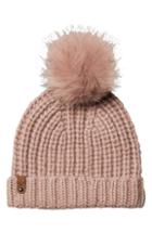 Women's Mackage Doris Cashmere Beanie With Removable Genuine Fox Fur Pom - Pink