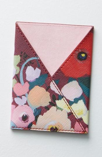 Anthropologie Picturesque Florals Passport Holder - Burgundy