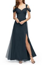 Women's Watters 'gladiola' Off The Shoulder Tulle A-line Gown - Blue