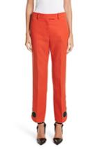 Women's Calvin Klein 205w39nyc Embroidered Hem Wool Gabardine Pants Us / 38 It - Red