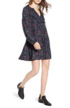 Women's Hinge Mix Print Peasant Dress, Size - Blue