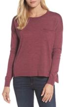Women's Caslon Pleat Back High/low Crewneck Sweater - Burgundy
