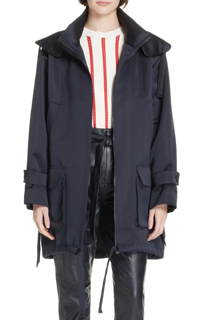 Women's Equipment Orton Satin Hooded Parka, Size - Blue