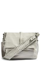 Topshop Studded Calfskin Leather Hobo Bag - Grey