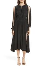 Women's Robert Rodriguez Polka Dot Silk Cold Shoulder Dress - Black