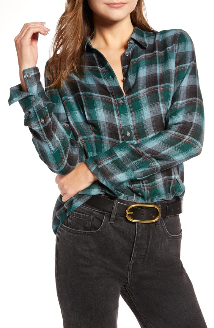 Women's Treasure & Bond Plaid Corset Shirt