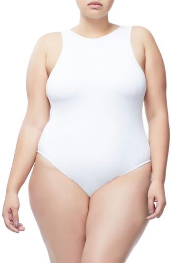 Women's Good Body Muscle Crew Bodysuit - White