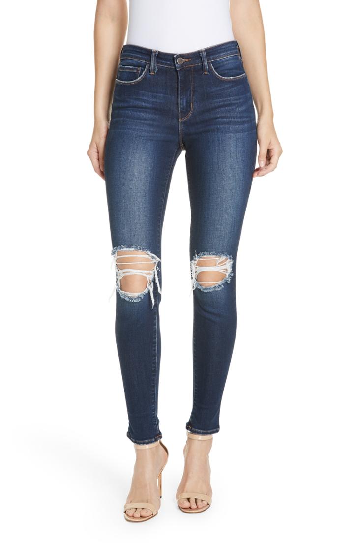 Women's L'agence Margot Ripped Skinny Jeans - Blue