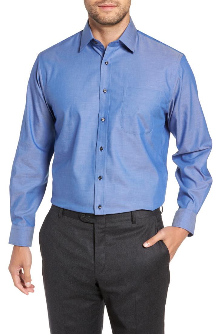 Men's Nordstrom Men's Shop Traditional Fit Non-iron Dress Shirt .5 - 32 - Blue