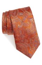 Men's David Donahue Paisley Silk Tie, Size X-long - Orange