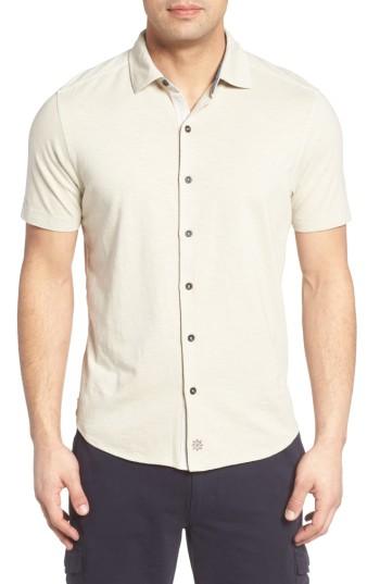 Men's Thaddeus Mcadams Slub Jersey Sport Shirt, Size - Beige