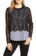 Women's Vineyard Vines Solstice Stripe Lace Blouse - Black