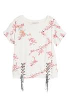 Women's Billy T Short Sleeve Lace Up Cherry Blossom Sweatshirt