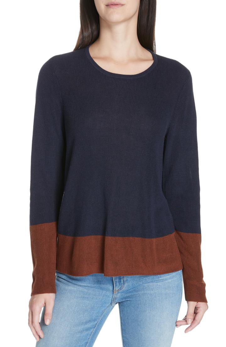 Women's Eileen Fisher Colorblock Tencel Lyocell & Silk Sweater