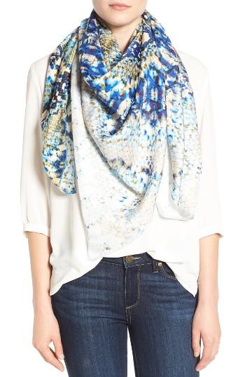 Women's Nordstrom Washed Reptile Print Square Silk Scarf