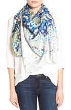Women's Nordstrom Washed Reptile Print Square Silk Scarf