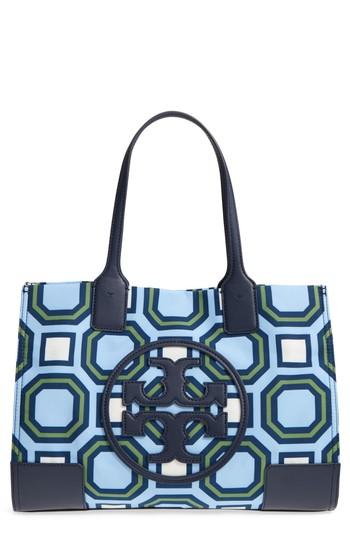 Tory Burch Mini Ella Octagon Print Nylon Tote - Blue