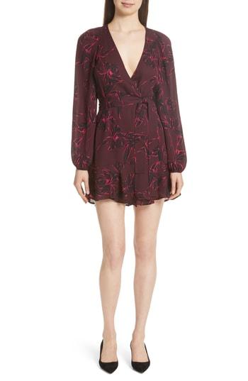 Women's A.l.c. Embry Print Silk Wrap Dress - Burgundy