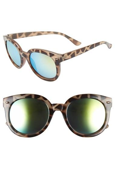 Junior Women's Bp. 52mm Oversize Mirrored Sunglasses - Green/grey Tort