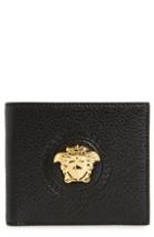 Men's Versace Gold Medusa Leather Wallet - Black