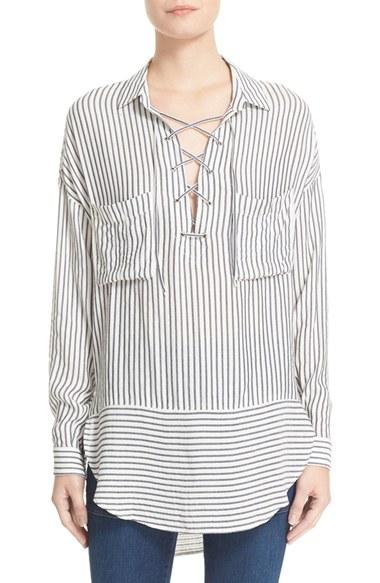 Women's The Kooples Stripe Lace-up Top