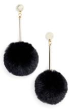 Women's Tasha Faux Fur Pompom Drop Earrings