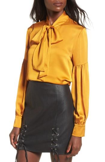 Women's Lost + Wander Lala Satin Bow Top - Yellow