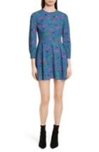 Women's Red Valentino Anemone Floral Print Crepe Dress Us / 38 It - Blue