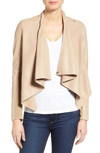 Women's Lamarque 'madison' Drape Front Suede Jacket - Beige