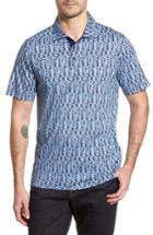 Men's Bugatchi Classic Fit Abstract Brick Layout Polo - Blue