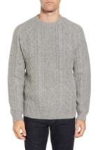 Men's Schott Nyc Fisherman Knit Wool Blend Sweater, Size - Grey