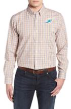 Men's Cutter & Buck Miami Dolphins - Gilman Regular Fit Plaid Sport Shirt, Size - Orange