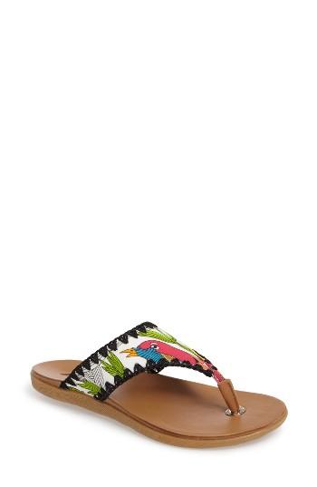 Women's Sakroots Saria Artist Flip Flop M - White