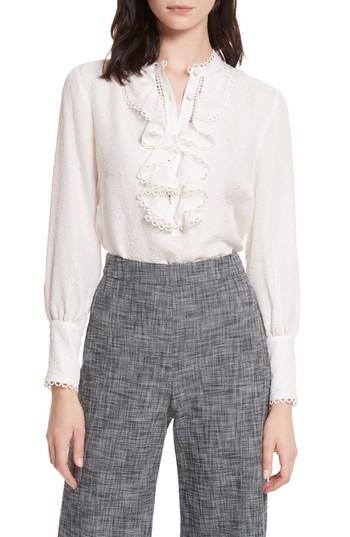 Women's Rebecca Taylor Ruffled Floral Cloque Top - White