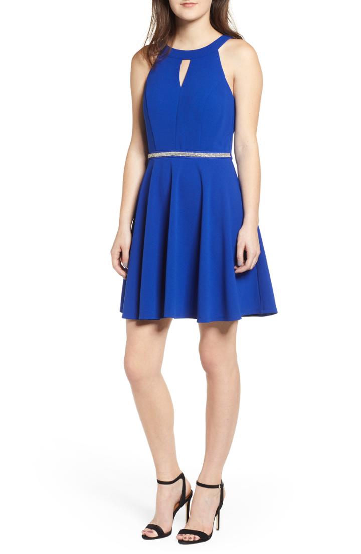 Women's Love, Nickie Lew Keyhole Neck Skater Dress - Blue