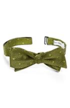 Men's Calibrate Textured Dot Silk Bow Tie, Size - Green
