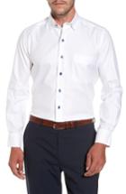 Men's David Donahue Print Regular Fit Sport Shirt - White