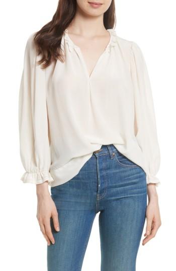Women's The Great. The Long Sleeve Story Silk Top - Ivory
