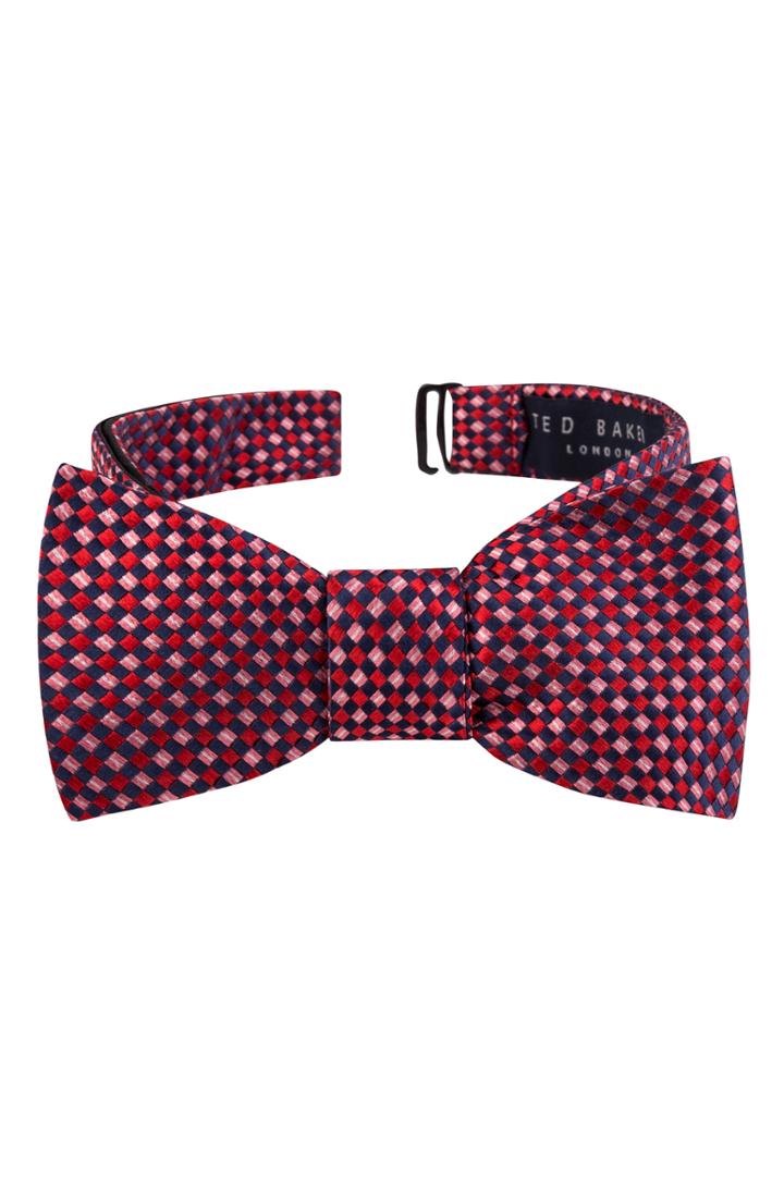Men's Ted Baker London Geo Print Silk Bow Tie, Size - Red