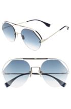 Women's Fendi 57mm Rimless Aviator Sunglasses - Blue