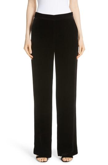 Women's St. John Collection Straight Leg Velvet Pants - Black