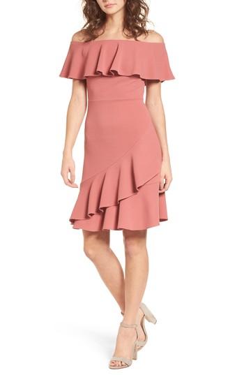 Women's Soprano Ruffle Off The Shoulder Neckline - Red