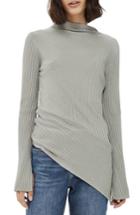 Women's Topshop Asymmetrical Ribbed Sweater Us (fits Like 0) - Grey