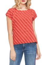 Women's Vince Camuto Scallop Stripe Fil Coupe Top, Size - Red