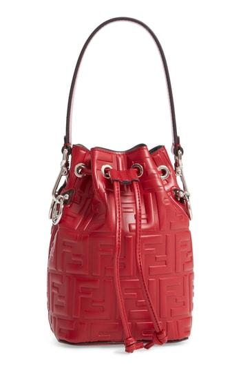 Fendi Mini Mon Tresor Logo Leather Bucket Bag - Red