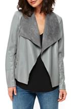 Women's Wallis Double Zip Faux Leather Waterfall Jacket Us / 12 Uk - Grey