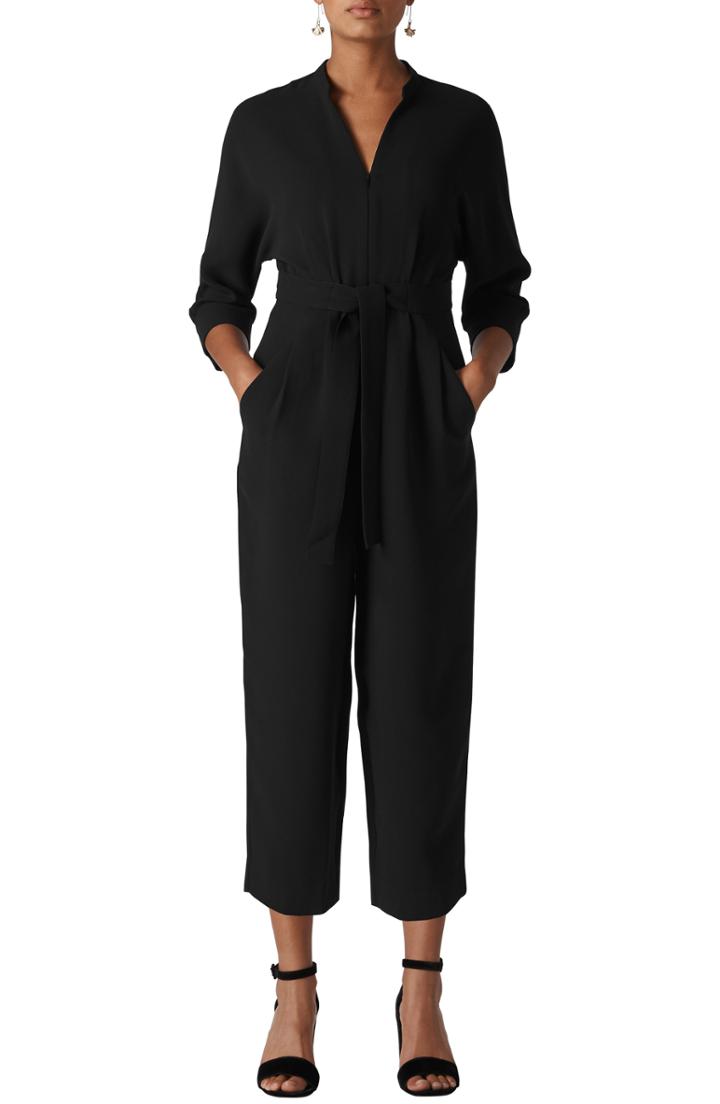 Women's Whistles Arabella Zip Front Belted Jumpsuit Us / 4 Uk - Black