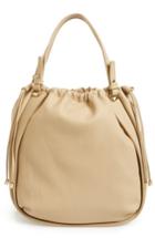 Sondra Roberts Faux Leather Drawstring Tote - Beige